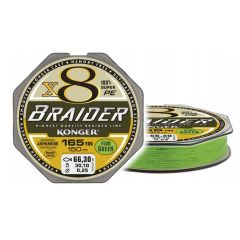 Fir textil Konger Braider X8 Fluo Green 0.10mm/10.7kg/150m