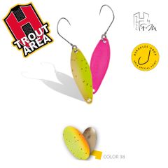 Lingura oscilanta Herakles Race 1.5g, culoare 38 Chartreuse Orange/Gold