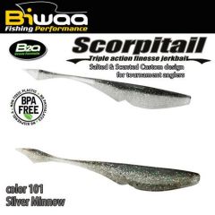 Shad Biwaa Scorpitail 10cm, culoare Silver Minnow