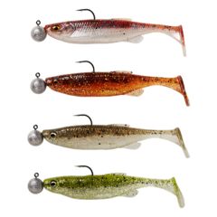 Shad Savage Gear Fat Minnow Tail RTF 9cm/7g + Jig 2/0/7.5g, culoare Dark Water Mix