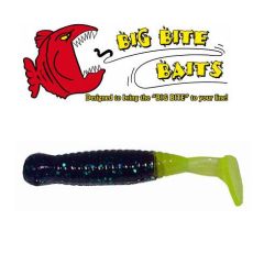 Grub Big Bite Baits Paddle Tail Junebug Chartreuse 2,5"