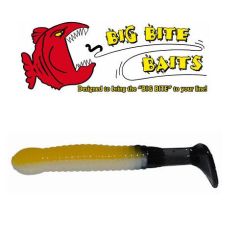 Grub Big Bite Baits Paddle Tail Yellow/White/Black Tail 2,5"