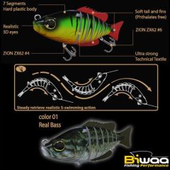 Swimbait Biwaa Seven Section 13cm/34g, culoare Real Bass