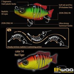 Swimbait Biwaa Seven Section 13cm/34g, culoare Red Tiger