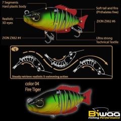 Swimbait Biwaa Seven Section 10cm/17g, culoare Fire Tiger